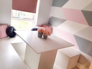 dining table and bed. bespoke. made to measure. storage. kitchen diner.