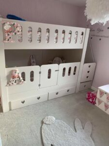 5ft high storage cot bunk bed in ivory with drawers in the stairs