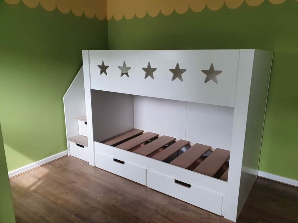 Bunk Bed with drawers and storage. children bedroom furniture. sharing bedroom. modern bunk bed