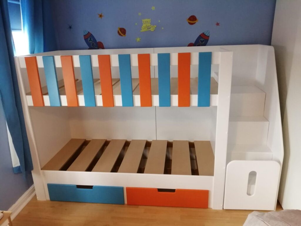 Bunk Bed with drawers and storage. children bedroom furniture. sharing bedroom. modern bunk bed