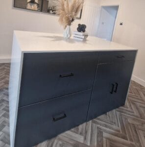 Kitchen island with storage white and grey